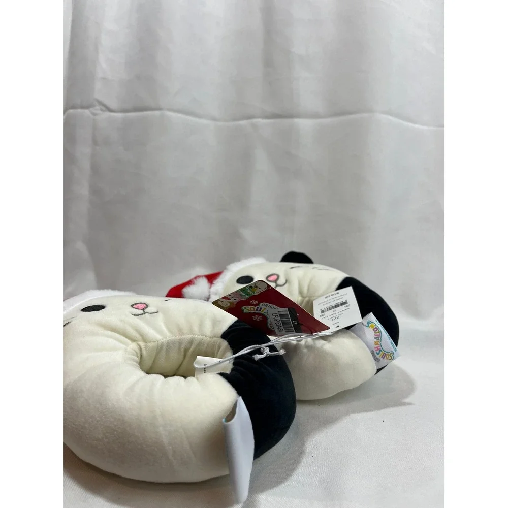 Squishmallows Santa Hat Cat Slippers‎ Off-White Red Holiday Kids Size 2/3 NEW